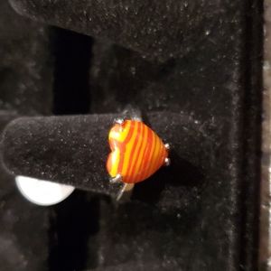 Yellow and Red Heart Stone Ring 9